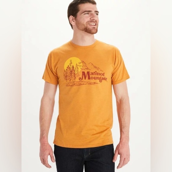 Marmot Mens Redpoint Tee Aztec Gold Heather NWT Small - Picture 2 of 6